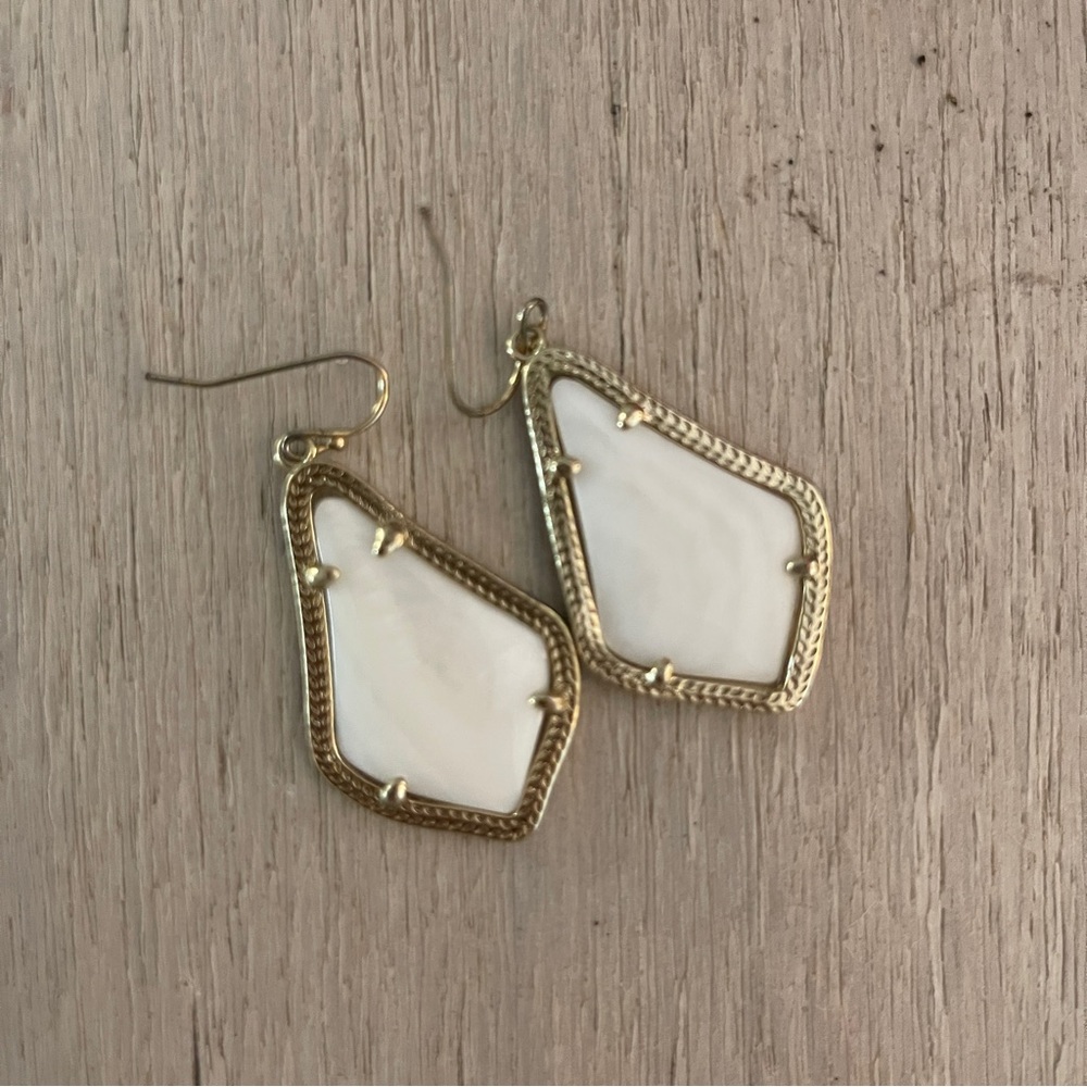 Kendra Scott “Alex” earrings in Gold and White
